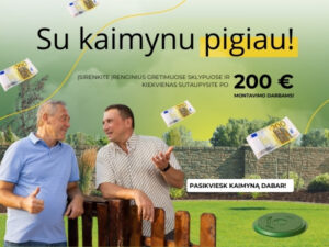Du kaimynų namai rudenį, nuotekų valymo įrenginių akcija – po 200 € nuolaida montavimo darbam