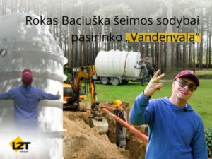 Rokas Baciuška šeimos sodyboje – „Vandenvala“ montuoja nuotekų valymo įrenginį